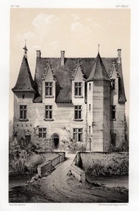 WOW 1800s Victor PETIT ORIGINAL Lithograph "Possonniere Manor" Framed SIGNED COA - Picture 1 of 3