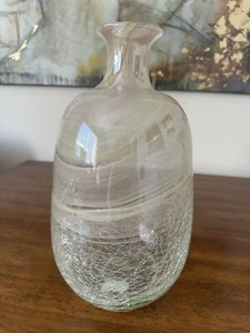 Pier 1 Imports, Crackle Glas, mundgeblasene Vase, rosa/beige Wirbel, 13,5x7,5" - Bild 1 von 10