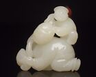 Chinese Hand-carved Natural Hetian Jade Nephrite Statue Children carving
