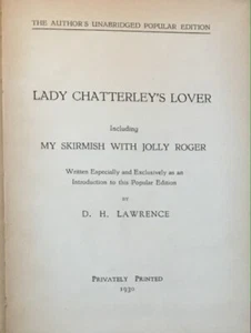 LAWRENCE "LADY CHATTERLEY'S LOVER" 1930 PRIVATE PRINTING PUB. IN PARIS HC VG- - Picture 1 of 1