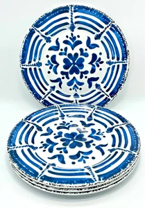 Mikasa Merenda Melamine Dinner Plates Blue Floral Outdoor Dining set of 4 NEW - Picture 1 of 5