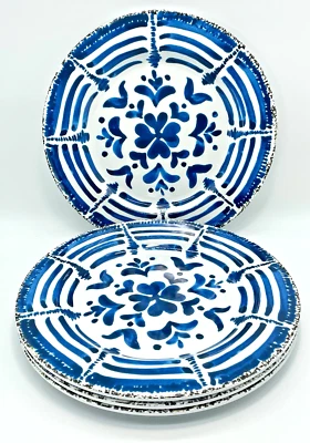 Mikasa Merenda Melamine Dinner Plates Blue Floral Outdoor Dining set of 4 NEW - Image 1 of 4