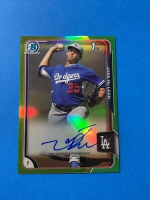 Хосе Де Леон 2015 Bowman Chrome с автографом зеленый No51/99 Dodgers Twins Reds Rays RC - Изображение 1 из 3