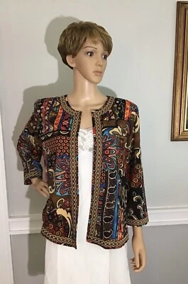 Cárdigan Blazer Joan Rivers Multicolor Estampado Informal Viaje Talla Grande Foto 1 de 4
