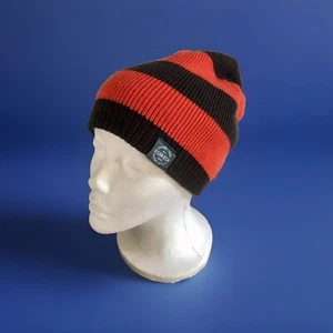 Oshkosh Unisex Orange Grey Outerwear Reversible Striped Beanie Winter Knit Hat - Picture 1 of 11