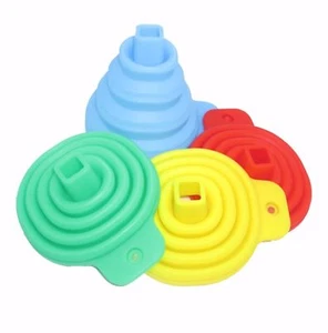 6 X Small Silicone Collapsible Foldable Silicon Kitchen Funnel Hopper Practical - Picture 1 of 1