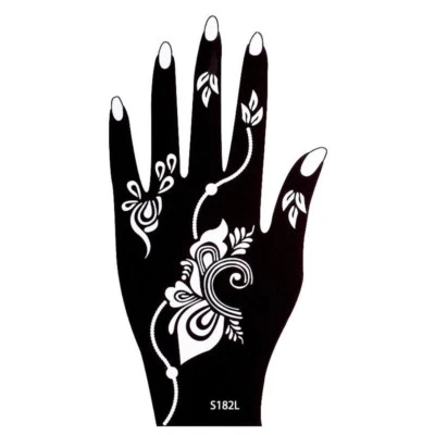 JUSTFOX Stencil per tatuaggio all'henné Kina dipinto a mano mano sinistra Dövme Mehndi
