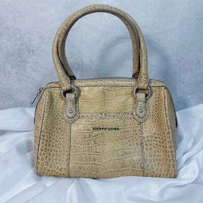 Judith Ripka Luxury Genuine Leather Animal Print Handbag Tote Purse Bag Cream - Image 1 of 4