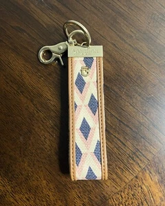 Schlüsselanhänger Spartina 449 marineblau pink & elfenbeinfarben Diamant Grab-N-Go goldfarbene Hardware - Bild 1 von 4