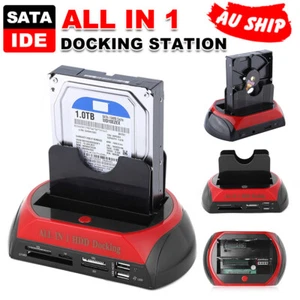 All in1 Dual USB 2.5"/3.5" HDD Docking Station SATA IDE External Hard Disk Drive - Picture 1 of 12