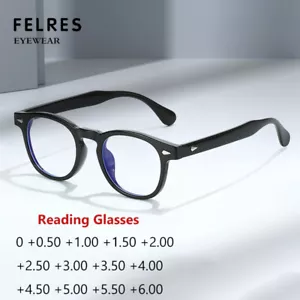 Gafas de lectura retro TR90 anti luz azul para hombres mujeres marco redondo gafas nuevas - Imagen 1 de 18
