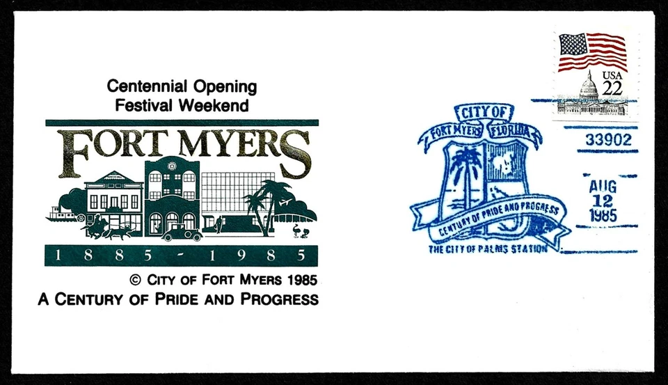 USA, SCOTT #2115, FORT MYERS CITY CENTENNIAL OPENING FESTIVAL WEEKEND 1985 COVER - Image 1 of 1