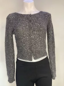 Joseph Wool & Sequins knitted grey cardi, size Small, VGC - Picture 1 of 10