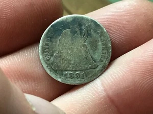 1891 Silver Seated Liberty Dime - Picture 1 of 2