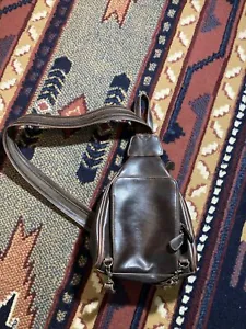 Crazy Horse Brown Faux Leather Crossbody Sling Bag - Picture 1 of 10