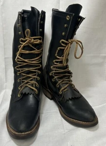 Vintage White’s Danner ? Lace Up Logger Boots USA Black Vulcan Sole Mid Calf 7M - Picture 1 of 8