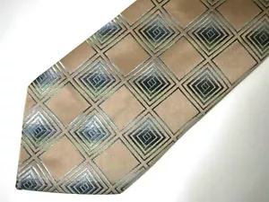 Vintage Arrow Herren-Krawatte beige blau grün kariert Seide 59" Karriere - Bild 1 von 4