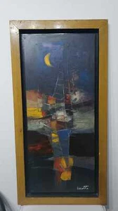 Very Rare Antique Oil Painting Masonite "in the manner of" ROBERTO MATTA - Picture 1 of 5