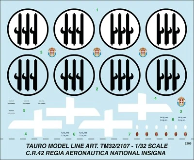 TAURO MODEL TM32/2107 FIAT C.R.42 REGIA AERONAUTICA INSIGNA (ICM) SCALA 1:32 - Immagine 1 di 3