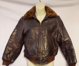 Vtg 50s-60s Genuine STEERHIDE Daniel Boone Brown Leather Jacket Sz Sm Motorcycle - Picture 1 of 9