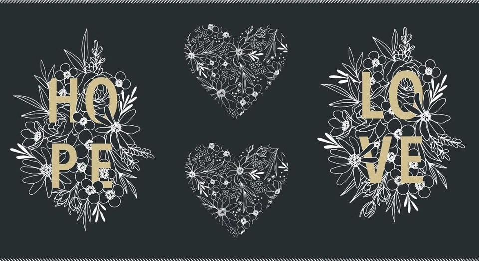 Moda Gilded by Alli K. Design 11537 14M Black 24" Panel w/Metallic  Cotton - Image 1 of 1