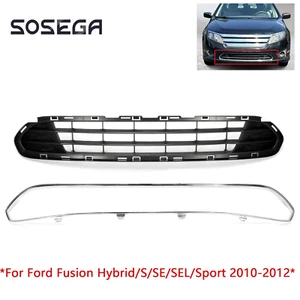 Black Front Bumper Lower Grille & Chrome Molding Trims For Ford Fusion 2010-2012 - Bild 1 von 11