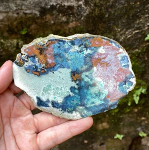 79gr Amazing Blue Chrysocolla Nature Copper Crystal Slab partly Polished - Picture 1 of 11