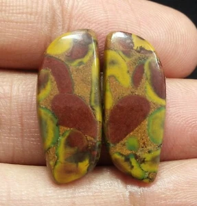 19.50 Ct Natural Fruit Jasper Fancy Cabochon Matched Pair Loose Gems 26x10.8 MM - Picture 1 of 3