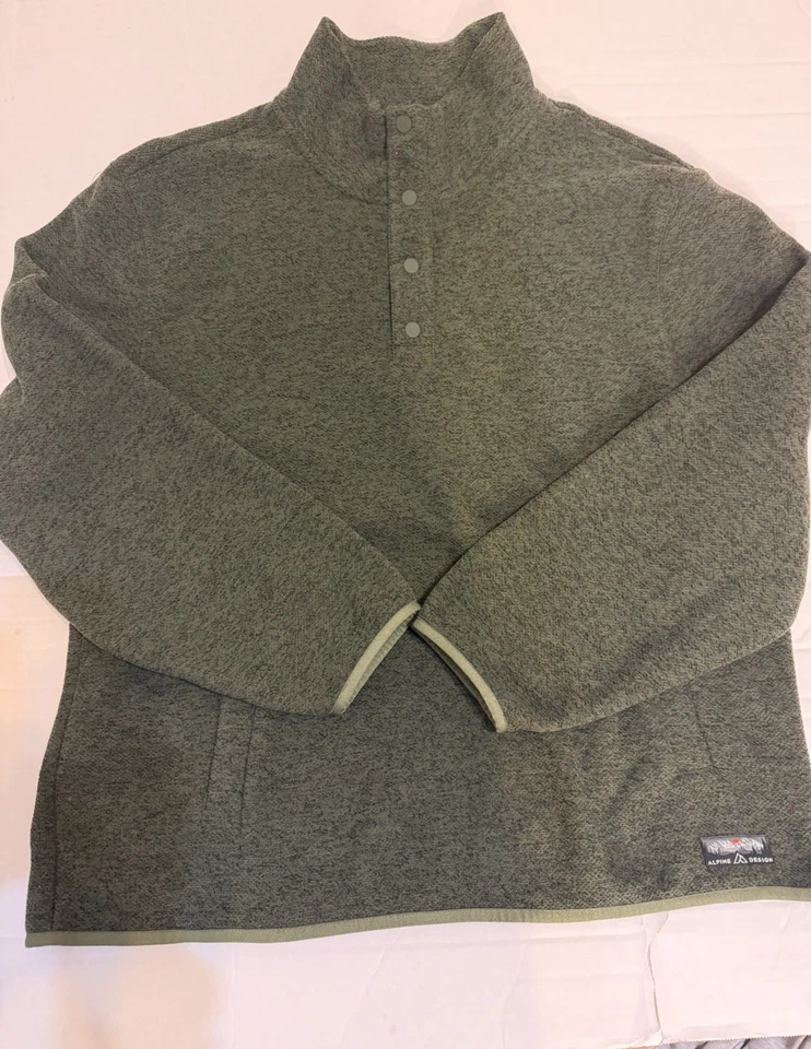 Suéter Pullover Diseño Alpino Cuarto a Presión Polar Verde Oscuro Para Hombre Talla Lg Foto 1 de 4