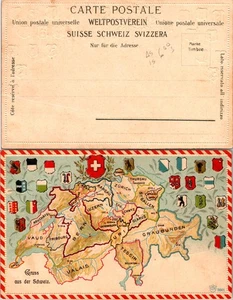 Cartolina Mappa Svizzera con Stemmi Cantonali - Foto 1 di 1