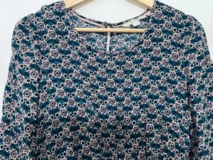 2510031 Womens UK 10R US 6R Boden Teal Pink 3/4 Sleeve Viscose Dress EUC - Picture 1 of 4