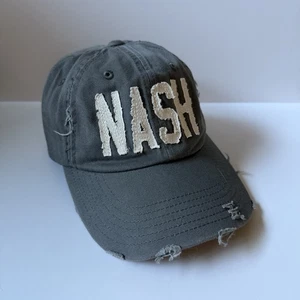 NASH | Nashville Distressed Baseball Cap Hat Khaki 100% Cotton Unisex - Picture 1 of 5