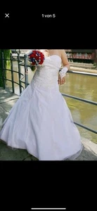 Brautkleid 40 gebraucht, Weiss, A- Linie - Bild 1 von 8