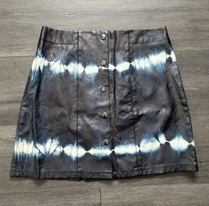 Zara Womens Faux Leather Mini Skirt Tie Dye Snap-Front A-Line Size Medium - Picture 1 of 7