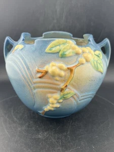 Roseville 1940’s Snowberry 1RB-5 Blue Jardiniere See Pics - Bild 1 von 10