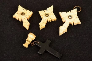 Victorian Rosary Cross Stanhope Lot with Tiny Religous Pictures Antique V29 - Picture 1 of 5