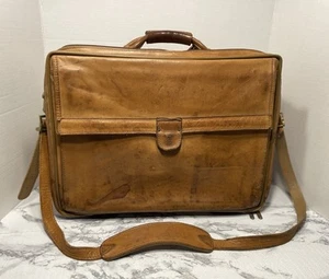 Vintage Hartman Belting leather Travel suitcase 17" wide Personal travel Luggage - Picture 1 of 20