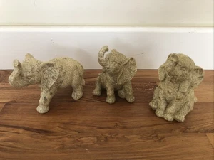 3 Elephants Ceramic woven weave look Figurines figures Ornament Decor animals - Picture 1 of 11