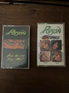 Poison Look What The Cat Dragged In & Open Up & Say Ahh Cassette Tape Lot Bundle - Picture 1 of 3