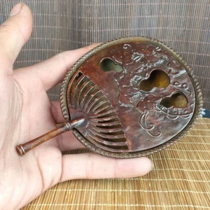 Chinese Antique Copper Banana Fan Incense Burner Plate Tower Incense Burner - Picture 1 of 8