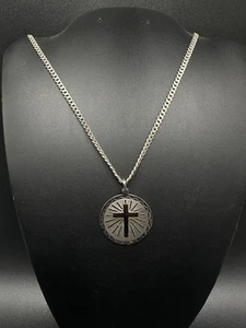 Collana con medaglia croce in argento sterling 925 catenina 30" - Foto 1 di 11
