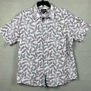 Cremiux Premium Denim Short Sleeve Button Up Shirt  Mens Size XXL Red White Blue - Picture 1 of 8