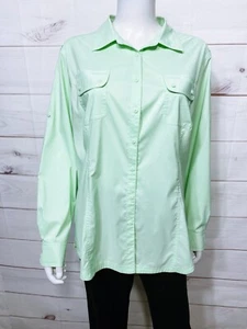 Eddie Bauer Womens Vented Shirt Size XL Green Button Up Pockets Long Sleeve - Picture 1 of 8