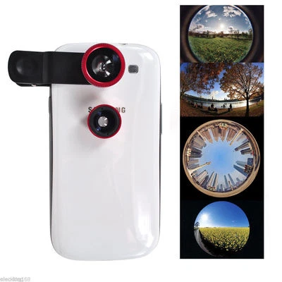 3 in 1 Fisheye Wide Angle Macro Lens Camera Kit for Samsung iPhone 6plus/6/5S/5C - Image 1 of 4