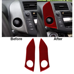 2Pcs Red Carbon Fiber Interior Radio Console Side Cover Trim For Toyota RAV4 - Picture 1 of 12