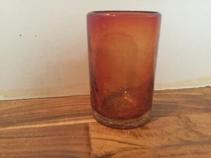 Pier 1 Red yellow orange fade crackle STUDIO ART GLASS HandBlown HIGH BALL - Picture 1 of 6