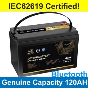 Rock 12V 120Ah LiFePO4 Battery With Bluetooth Solar Caravan RV 4WD - Picture 1 of 6