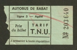 VINTAGE AUTOBUS DE RABAT MOROCCAN BUS TICKET - Foto 1 di 1