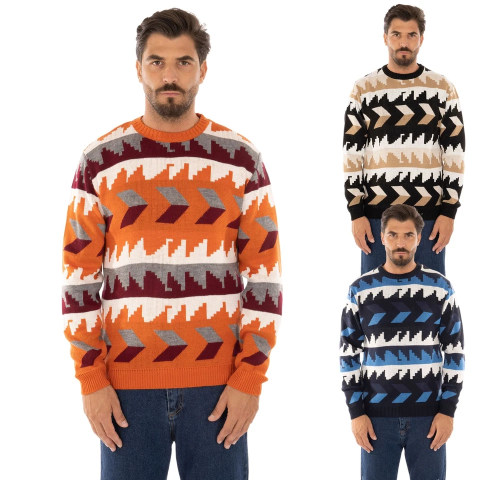Maglione Uomo Girocollo Invernale Fantasia Pullover Maglioncino Made in Italy - Immagine 1 di 1