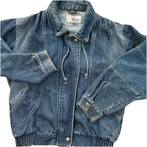 Vintage Damen Weathered Blues Bomber Blue Jeansjacke Größe Small Stone Washed - Bild 1 von 13